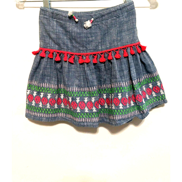 Cat & Jack Boho Skirt Drawstring Tassels Embroider - Picture 1 of 8